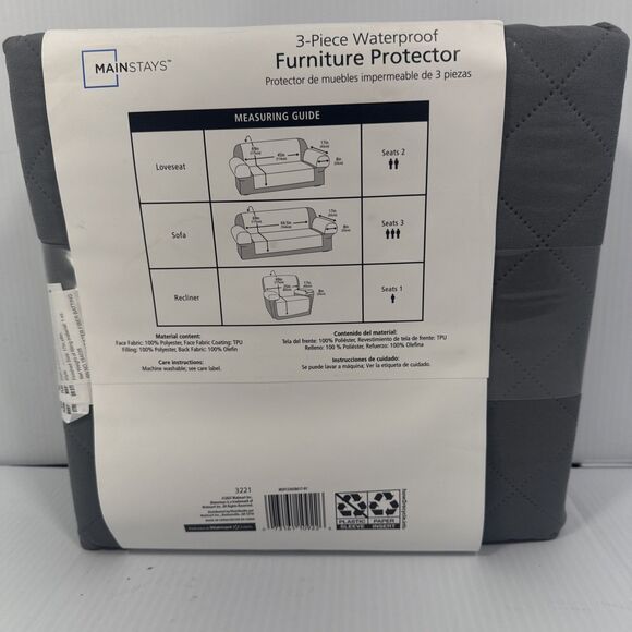 Mainstays 3-piece Waterproof Furniture Protector 64.5x69 New - Picture 4 of 6